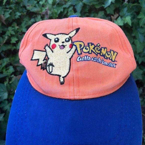 Adult sized 1999 Vintage Pikachu Pokémon Velcro Strap Hat90s anime kidcore
